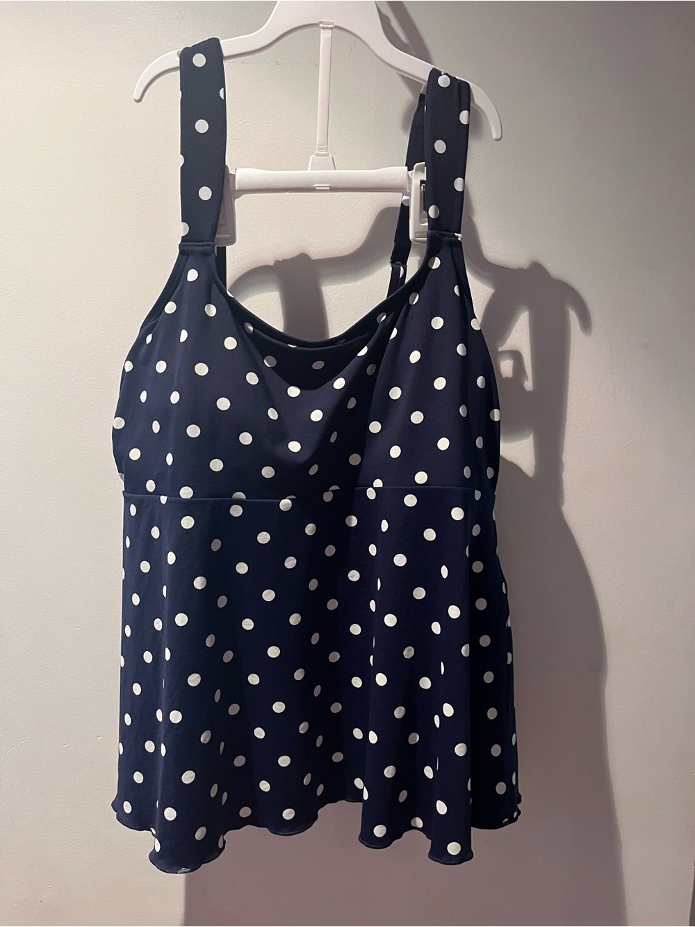 Land’s End M (10/12) Navy Blue Polka Dot Swim Tankini Top and 12P swim skort.